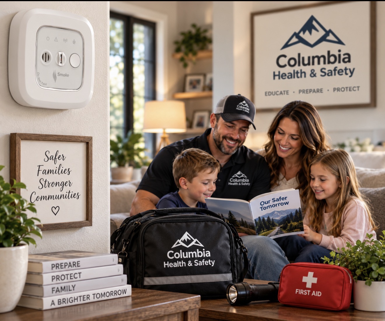 About Columbia Health and Safety educating a family about home safety